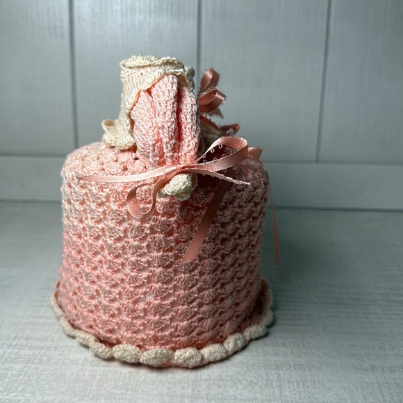 Toilet Paper Vintage Cover Doll Peach Crochet Grandma Cottage Victorian - Picture 4 of 13